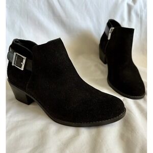 Vionic 322 Millie Black Suede Leather Ankle Boot with Buckle Womens Size 6
